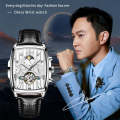 OLEVS 6675 Men Multifunctional Moon Phase Tourbillon Mechanical Watch(White + Silver)