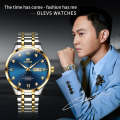 OLEVS 9946 Men Diamond Roman Scale Waterproof Quartz Watch(Blue + Gold)