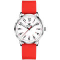 OLEVS 9953 Women Simple Silicone Strap Waterproof Quartz Watch(Red)