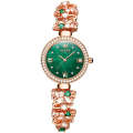 OLEVS 9958 Women Adjustable Drawstring Bracelet Quartz Watch(Green + Rose Gold)