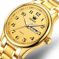 OLEVS 5567 Men Steel Strap Waterproof Quartz Watch(Gold)