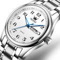 OLEVS 5567 Men Steel Strap Waterproof Quartz Watch(White + Silver)