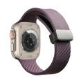 For Apple Watch Ultra 49mm Carbon Fiber Pattern Magnetic Buckle Silicone Watch Band(Purple)