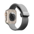 For Apple Watch Ultra 49mm Carbon Fiber Pattern Magnetic Buckle Silicone Watch Band(Grey)