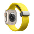 For Apple Watch 8 41mm Carbon Fiber Pattern Magnetic Buckle Silicone Watch Band(Yellow)