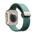 For Apple Watch 8 41mm Carbon Fiber Pattern Magnetic Buckle Silicone Watch Band(Dark Green)