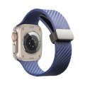 For Apple Watch 6 44mm Carbon Fiber Pattern Magnetic Buckle Silicone Watch Band(Royal Blue)
