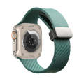 For Apple Watch SE 2023 44mm Carbon Fiber Pattern Magnetic Buckle Silicone Watch Band(Dark Green)