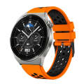 For Huawei Watch GT3 Pro 46mm Two Color Round Hole Silicone Watch Band(Orange Black)