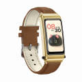 K80 1.57 inch Leather Band IP67 Earphone Detachable Smart Watch Support Bluetooth Call(Gold)