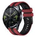 For Huawei Watch GT 3 / GT 3 Pro Vertical Two Color Silicone Watch Band(Dark Red+Black)