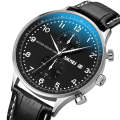 SKMEI 9301 Multifunctional Men Outdoor Sports 50M Waterproof Quartz Digital Wrist Watch(Silver Bl...