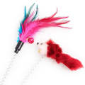 Cat Interactive Stick Feather Toy with Fixed Suction Cup(Random Color)