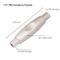 TC302 6.35mm Female to Female Guitar TRS Stereo Audio Cable Adapter(Silver)
