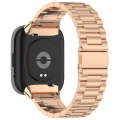 For Redmi Watch 3 Lite / Watch 3 Active Three-bead Metal Stainless Steel Watch Band(Rose Gold)