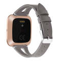 For Fitbit Versa 2 Leather Middle Opening Watch Band(Gray)