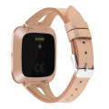 For Fitbit Versa 2 Leather Middle Opening Watch Band(Champagne Gold)