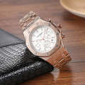 CAGARNY 6835 Men Simple Quartz Steel Band Watch(Rose Gold + White)