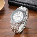 CAGARNY 6835 Men Simple Quartz Steel Band Watch(Silver + White)