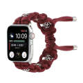 For Apple Watch SE 2023 44mm Silk Silver Beads Braided Watch Band(Wine Red)