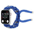 For Apple Watch Series 7 45mm Silk Silver Beads Braided Watch Band(Blue)