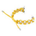 For Apple Watch SE 2023 44mm Paracord Gypsophila Beads Drawstring Braided Watch Band(Yellow)