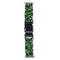 For Apple Watch SE 2023 44mm Paracord Plain Braided Webbing Buckle Watch Band(Black Green)