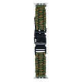 For Apple Watch SE 2023 44mm Paracord Plain Braided Webbing Buckle Watch Band(Army Green Orange)