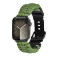 For Apple Watch SE 2023 40mm Paracord Plain Braided Webbing Buckle Watch Band(Army Green)