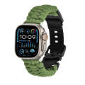 For Apple Watch Ultra 2 49mm Paracord Plain Braided Webbing Buckle Watch Band(Army Green)