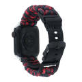 For Apple Watch Ultra 2 49mm Paracord Plain Braided Webbing Buckle Watch Band(Black Red)