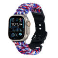 For Apple Watch Ultra 2 49mm Paracord Plain Braided Webbing Buckle Watch Band(Red White Blue)