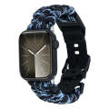 For Apple Watch Series 9 45mm Paracord Plain Braided Webbing Buckle Watch Band(Black Blue)