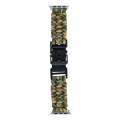 For Apple Watch Series 9 41mm Paracord Plain Braided Webbing Buckle Watch Band(Army Green Camoufl...