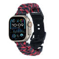 For Apple Watch Ultra 49mm Paracord Plain Braided Webbing Buckle Watch Band(Black Red)