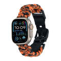 For Apple Watch Ultra 49mm Paracord Plain Braided Webbing Buckle Watch Band(Black Orange)
