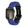 For Apple Watch Series 8 45mm Paracord Plain Braided Webbing Buckle Watch Band(Blue)