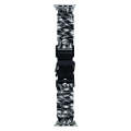 For Apple Watch Series 8 45mm Paracord Plain Braided Webbing Buckle Watch Band(Black White)
