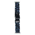 For Apple Watch Series 8 45mm Paracord Plain Braided Webbing Buckle Watch Band(Black Blue)