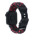For Apple Watch Series 7 41mm Paracord Plain Braided Webbing Buckle Watch Band(Black Red)