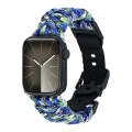For Apple Watch Series 7 41mm Paracord Plain Braided Webbing Buckle Watch Band(Blue Green)