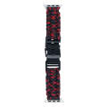 For Apple Watch Series 7 45mm Paracord Plain Braided Webbing Buckle Watch Band(Black Red)