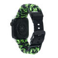 For Apple Watch Series 7 45mm Paracord Plain Braided Webbing Buckle Watch Band(Black Green)