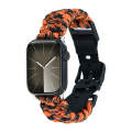 For Apple Watch SE 44mm Paracord Plain Braided Webbing Buckle Watch Band(Black Orange)