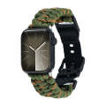 For Apple Watch SE 44mm Paracord Plain Braided Webbing Buckle Watch Band(Army Green Orange)