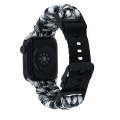 For Apple Watch Series 6 44mm Paracord Plain Braided Webbing Buckle Watch Band(Black White)