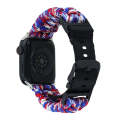 For Apple Watch Series 6 44mm Paracord Plain Braided Webbing Buckle Watch Band(Red White Blue)