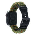 For Apple Watch Series 5 44mm Paracord Plain Braided Webbing Buckle Watch Band(Army Green Orange)