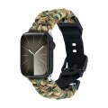 For Apple Watch Series 5 44mm Paracord Plain Braided Webbing Buckle Watch Band(Army Green Camoufl...