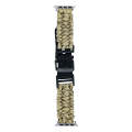 For Apple Watch Series 4 44mm Paracord Plain Braided Webbing Buckle Watch Band(Khaki Camouflage)
